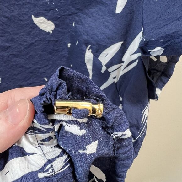 Cuyana Women’s Blouse Size L Blue White Adjustable Lagenlook Artsy Airy Coastal - Picture 7 of 8